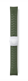 STR-R58: Olive Green Textured Rubber Strap with Deployant Buckle