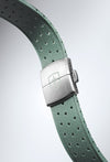 STR-R59: Lichen Green Textured Rubber Strap with Deployant Buckle