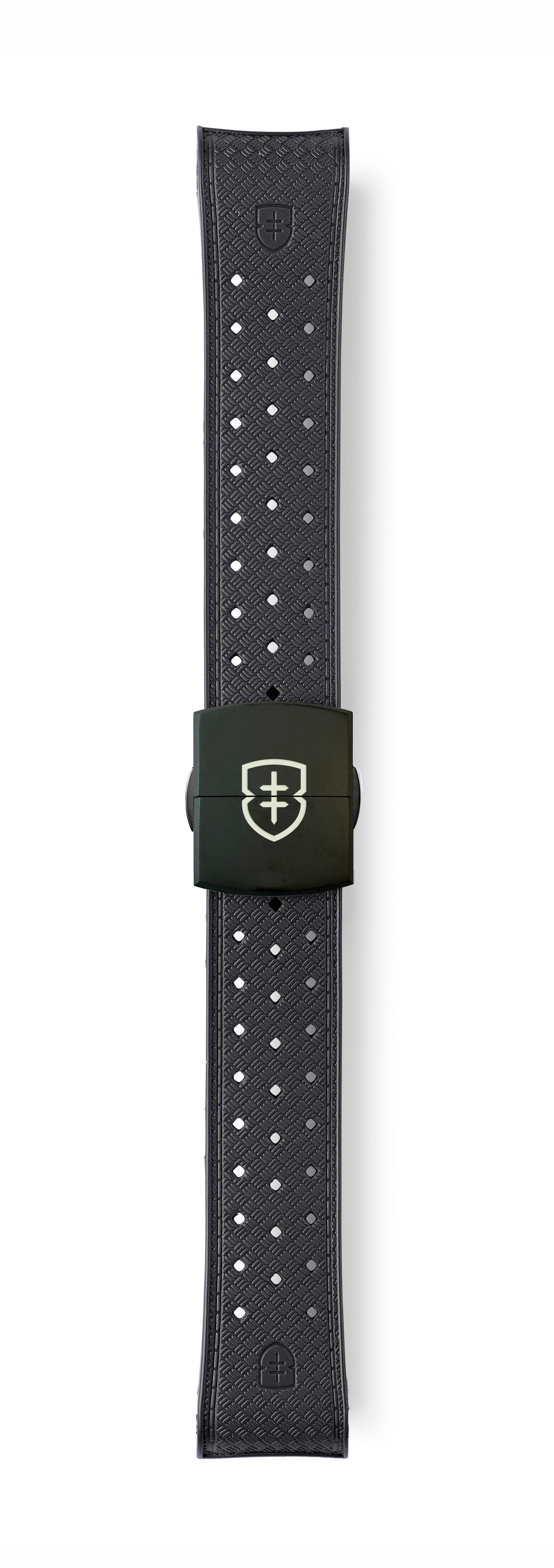 STR-R60: Gunmetal Grey Textured Rubber Strap with Deployant Buckle