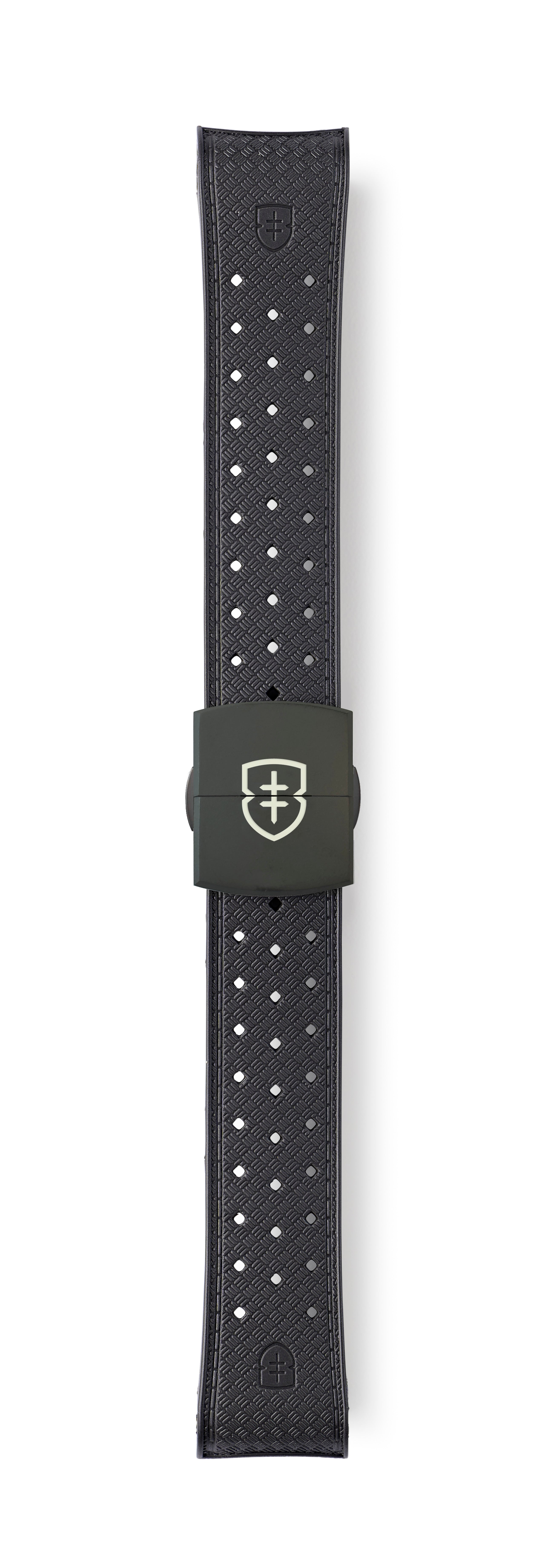 STR-R60: Gunmetal Grey Textured Rubber Strap with Deployant Buckle