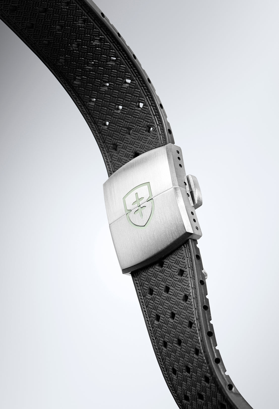 STR-R60: Gunmetal Grey Textured Rubber Strap with Deployant Buckle
