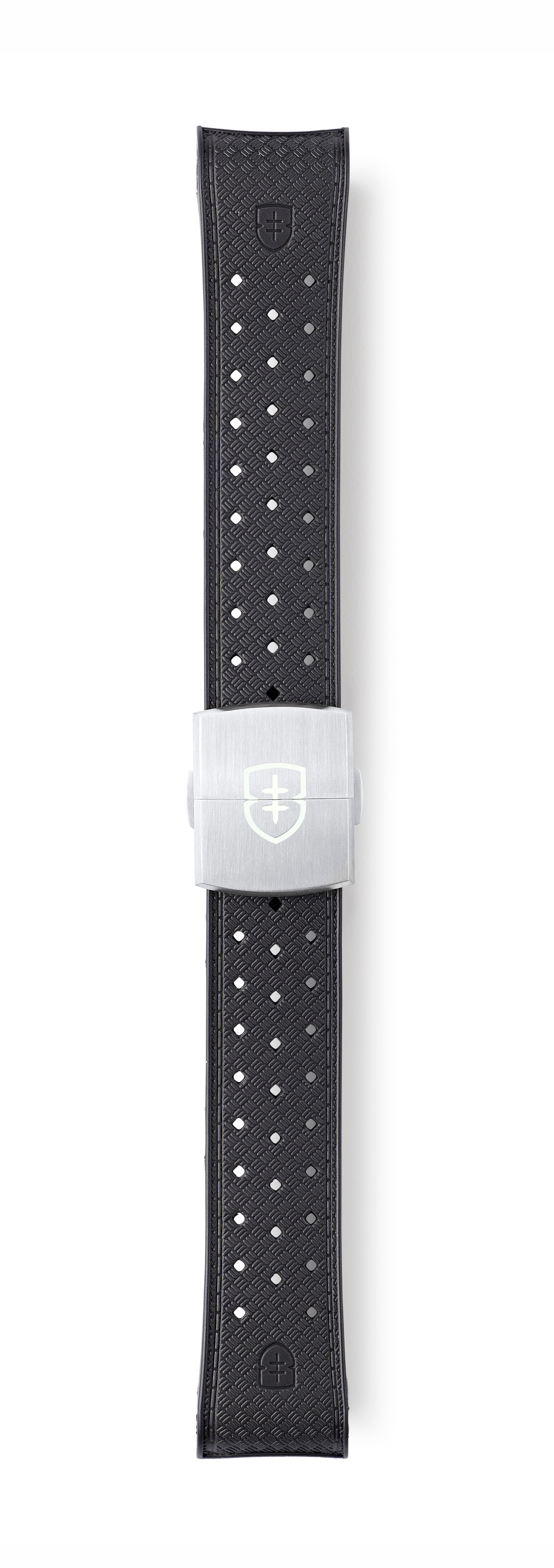 STR-R60: Gunmetal Grey Textured Rubber Strap with Deployant Buckle