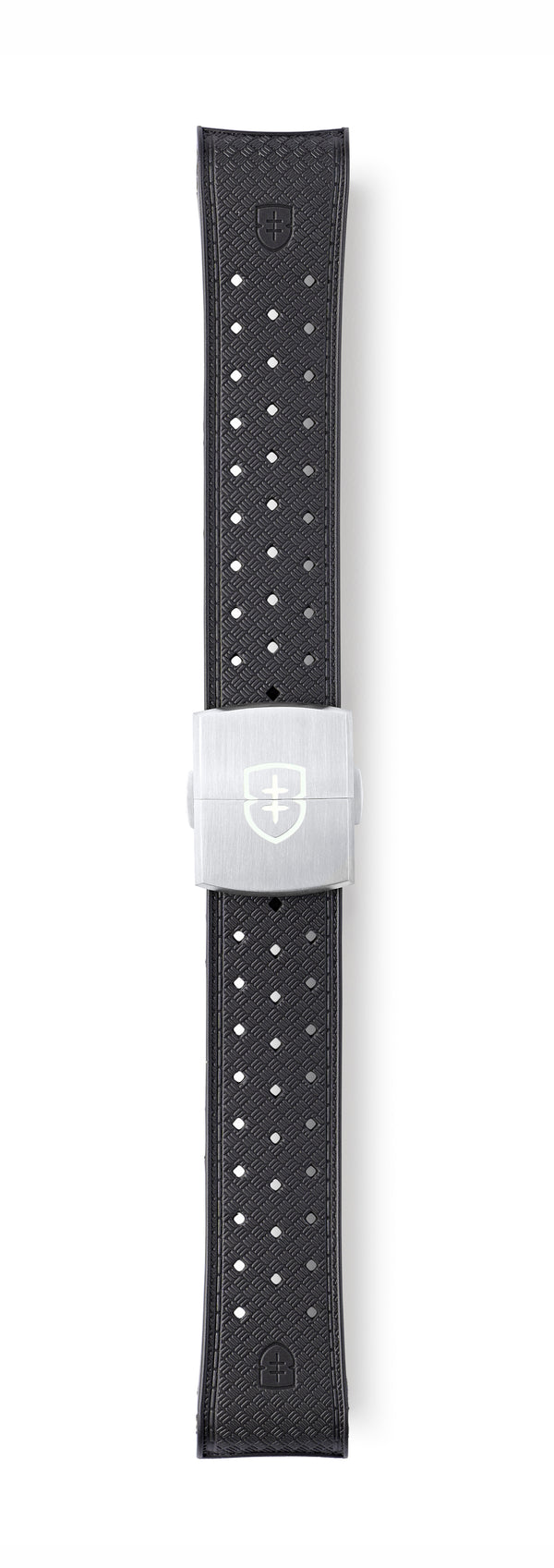 STR-R60: Gunmetal Grey Textured Rubber Strap with Deployant Buckle