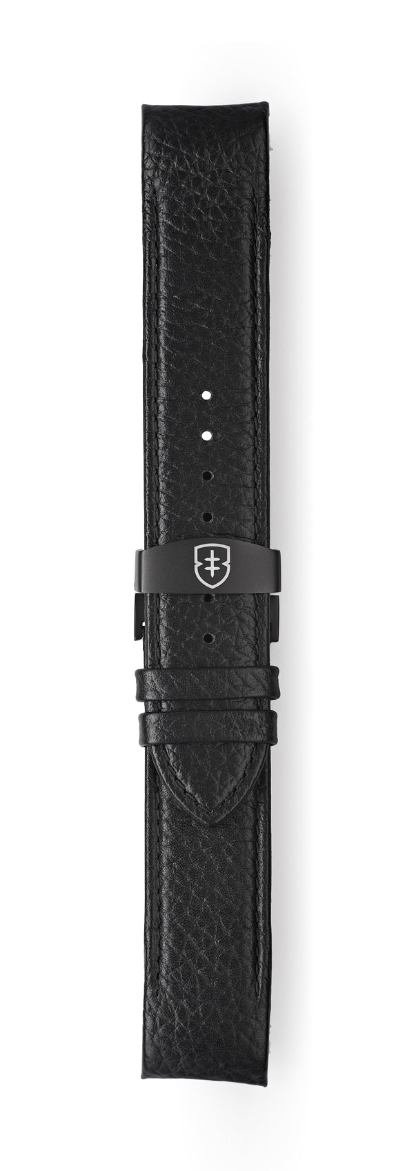 STR-L01: Black Pebbled Leather Deployant for Bloxworth