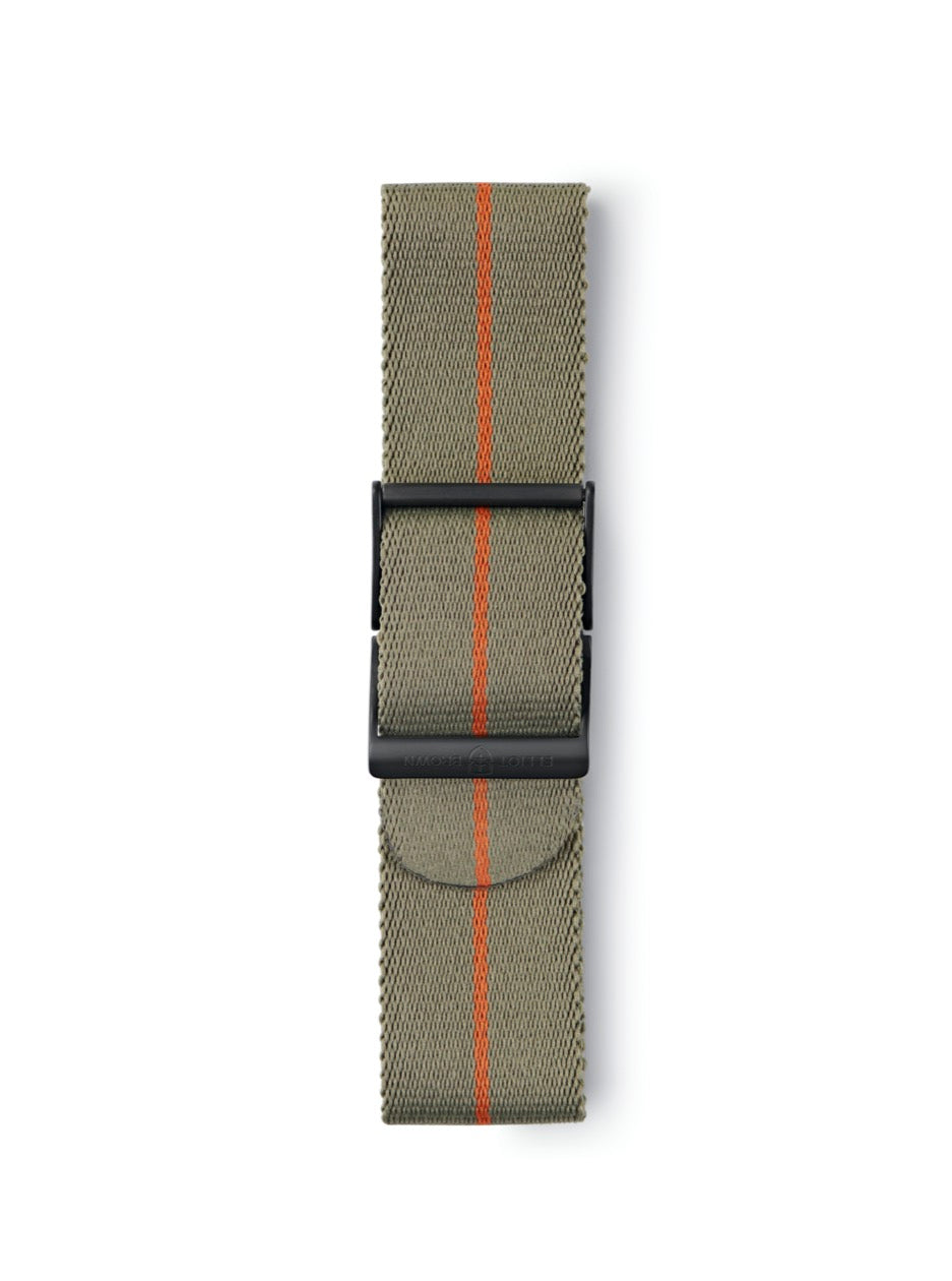 STR-N09: Grey-Green with Burnt Orange Pinstripe Webbing Strap