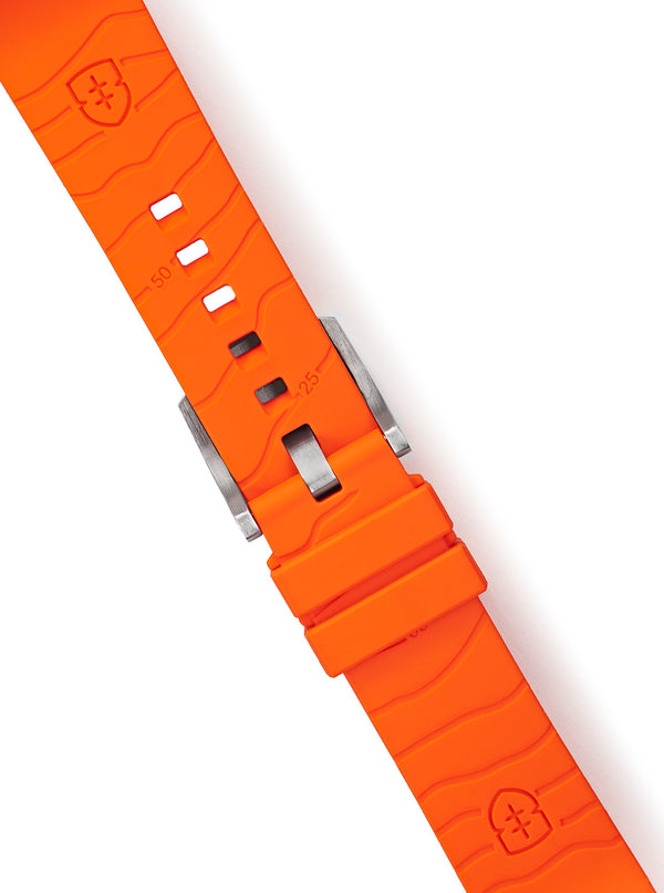 STR-R05: Orange Rubber Strap with brushed buckle
